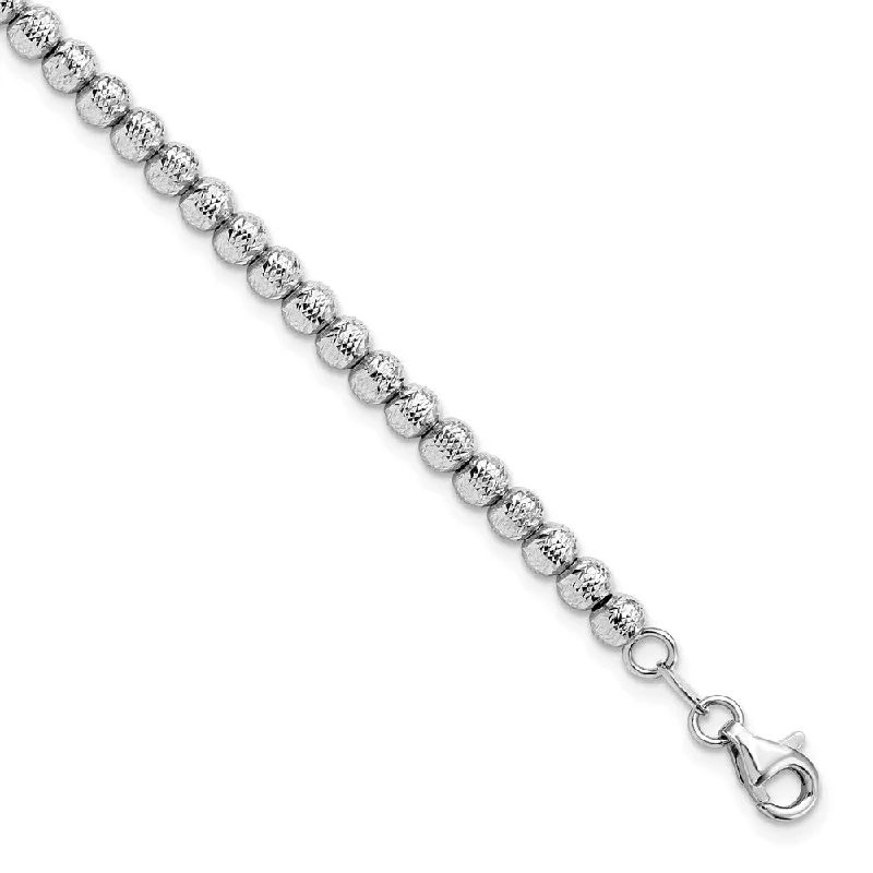 Upgrade Your Collection With Our Limited-Time Jewelry Sale 14k White Gold Italian 4mm Diamond Cut Bead Chain Bracelet, 7.25 Inch