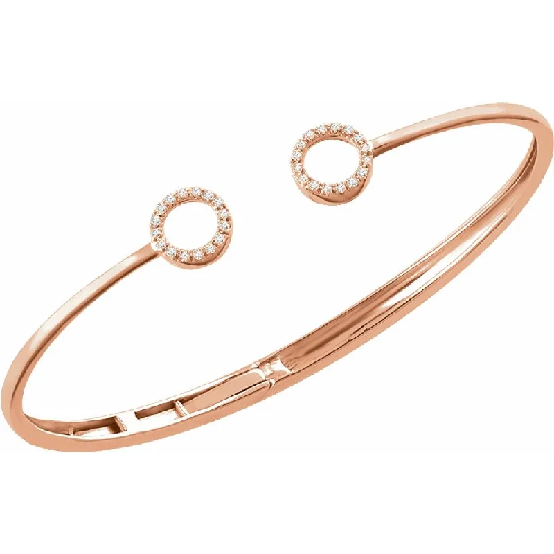 Your Perfect Accessory At The Perfect Price 14k White, Yellow or Rose Gold & Diamond Circle Hinged Cuff Bracelet