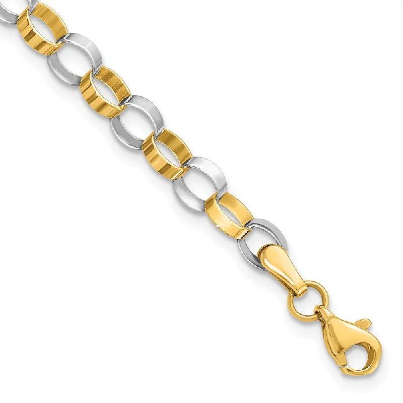 Affordable Glamour – Must-Have Jewelry At Special Rates 14k Yellow and White Gold 5mm Circle Link Chain Bracelet, 7 Inch