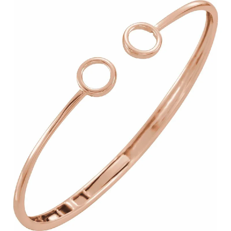 Jewelry Clearance Event – Last Chance For Stunning Deals 14k Yellow, White or Rose Gold Hinged Circle Cuff Bracelet, 7 Inch