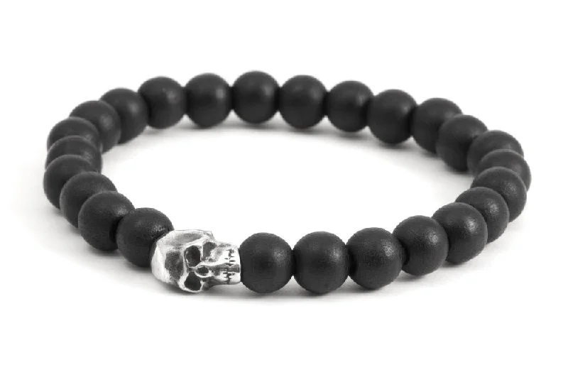 Must-Have Jewelry Pieces At Reduced Prices #146 - Men’s beaded bracelet Sterling Silver Skull black