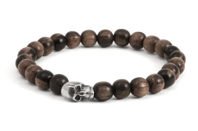 Shop Fine Jewelry With Amazing Deals #147 - Men’s beaded bracelet Sterling Silver Skull tigerwood