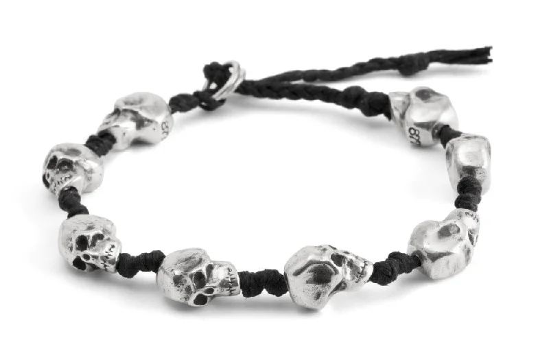 Exclusive Jewelry Markdowns – Limited-Time Offer #144 - Men’s bracelet Canvas Sterling Silver Skull black