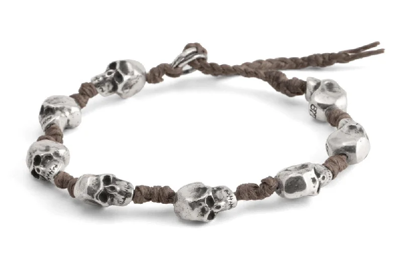 Don't Miss Out On Jaw-Dropping Jewelry Discounts #145 - Men’s bracelet Canvas Sterling Silver Skull brown