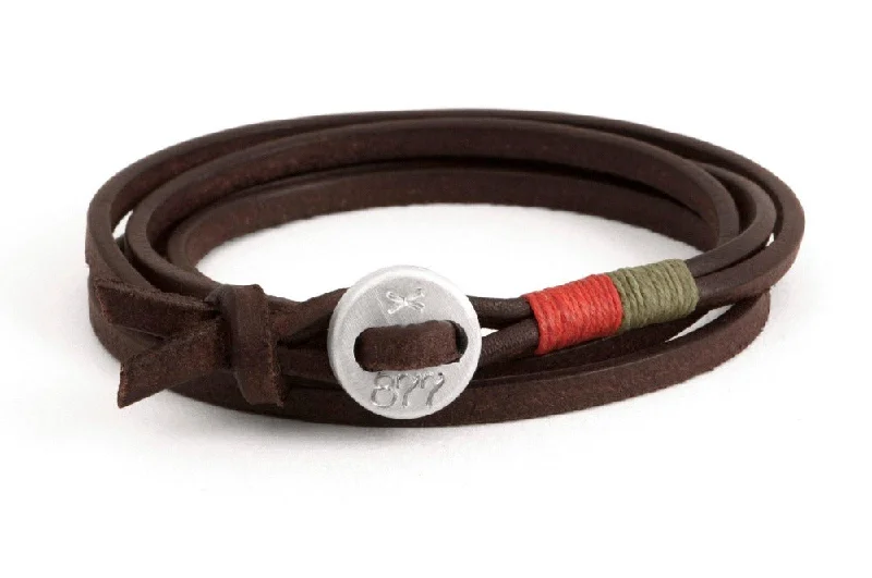 Elegant Designs, Unbeatable Discounts – Shop Jewelry Now #156 - Men’s bracelet button brown leather orange green