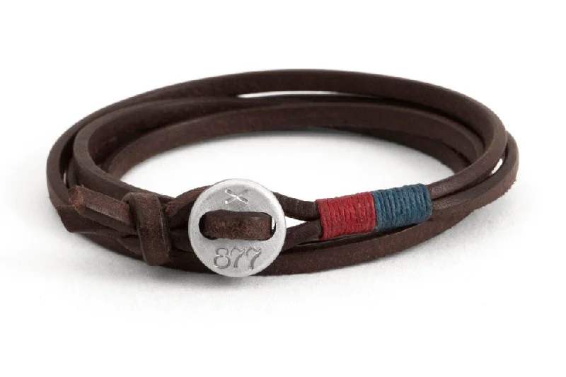 Limited-Time Jewelry Sale – Don't Miss These Deals #155 - Men’s bracelet button brown leather red blue