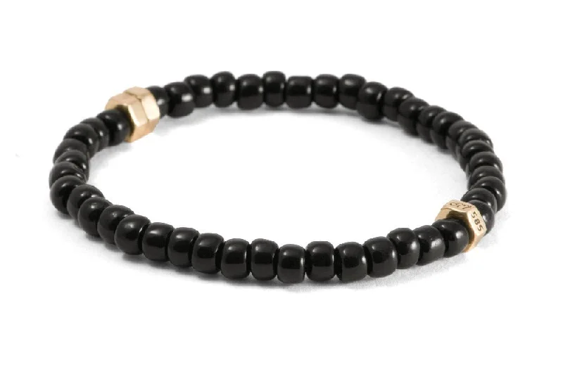 Timeless Beauty, Unbeatable Deals – Jewelry Sale On #153 - Men’s beaded Nut bracelet black - GOLD