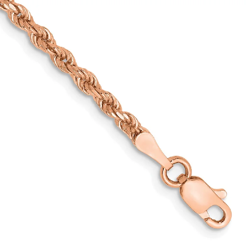 Shine Without Limits – Jewelry Sale Happening Now 2.25mm 14K Rose Gold Handmade D/C Solid Rope Chain Bracelet