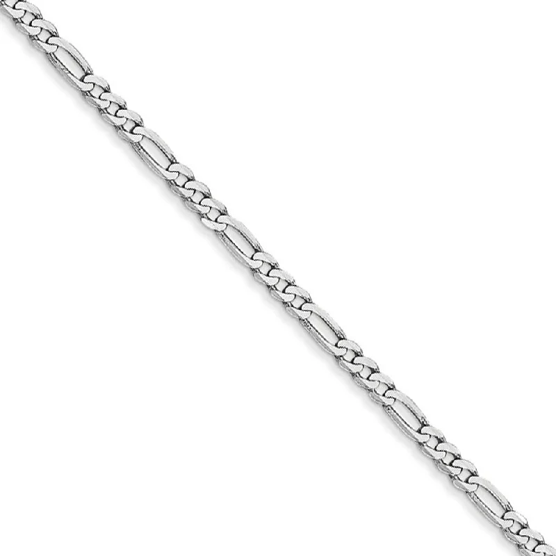Accessorize For Less – Luxury Jewelry At Affordable Prices 2.25mm, 14k White Gold, Flat Figaro Chain Bracelet
