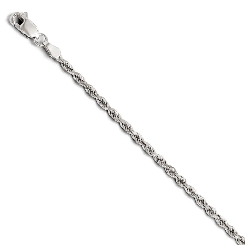 Dainty And Elegant Jewelry Now At Reduced Prices 2.5mm 14k White Gold Solid Diamond Cut Rope Chain Bracelet