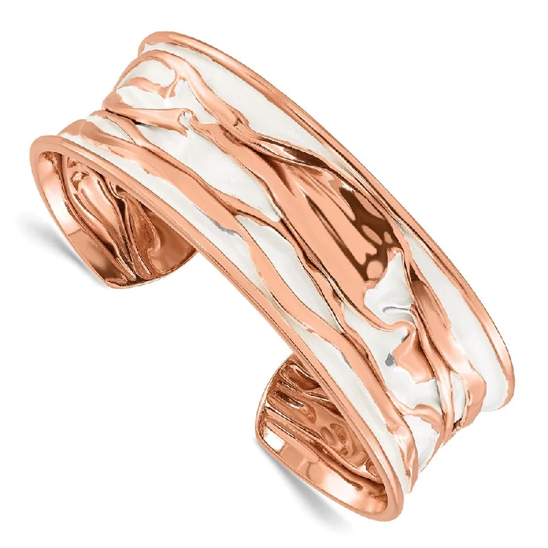 Don't Miss Out On Bestselling Jewelry At Special Prices 22mm Rose Gold Tone Plated Sterling Silver Concave Crinkle Cuff Brac.