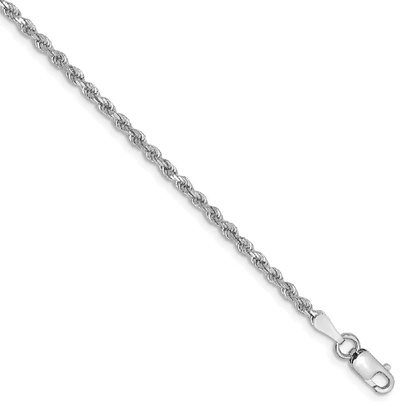 Fashion-Forward Jewelry At Exclusive Discounts 2mm, 14k White Gold, Diamond Cut Solid Rope Chain Bracelet