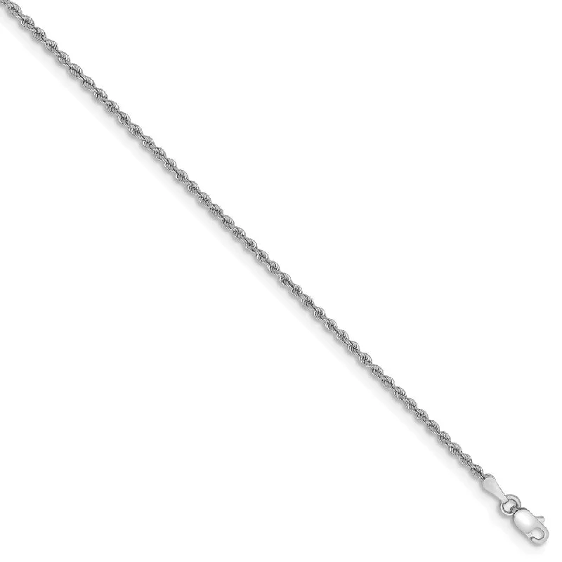Luxury Meets Affordability – Jewelry Sale Live Now 2mm, 14k White Gold, Handmade Solid Rope Chain Bracelet, 7 Inch