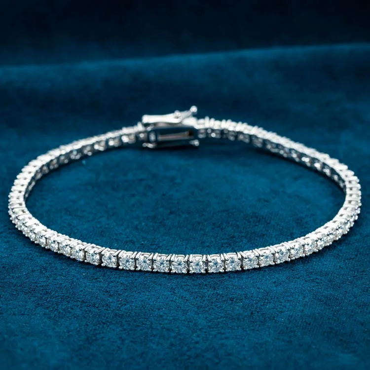 Trendy Minimalist Jewelry For Everyday Wear 3MM Iced Out Tennis Bracelet 14K Gold
