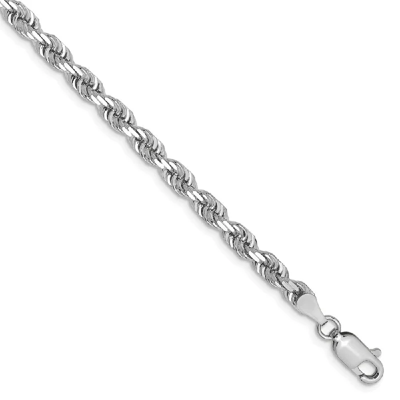 Your Perfect Accessory Now At The Best Price 4mm, 14k White Gold D/C Quadruple Rope Chain Bracelet
