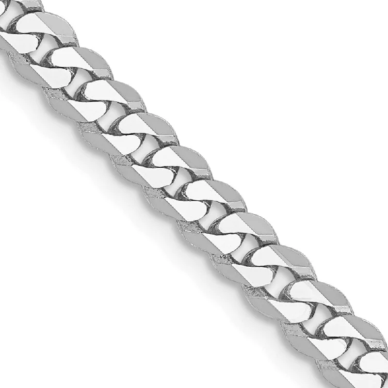 Jewelry Sale Bonanza – Grab Your Sparkle Now 4mm 14K White Gold Solid Flat Beveled Curb Chain Bracelet