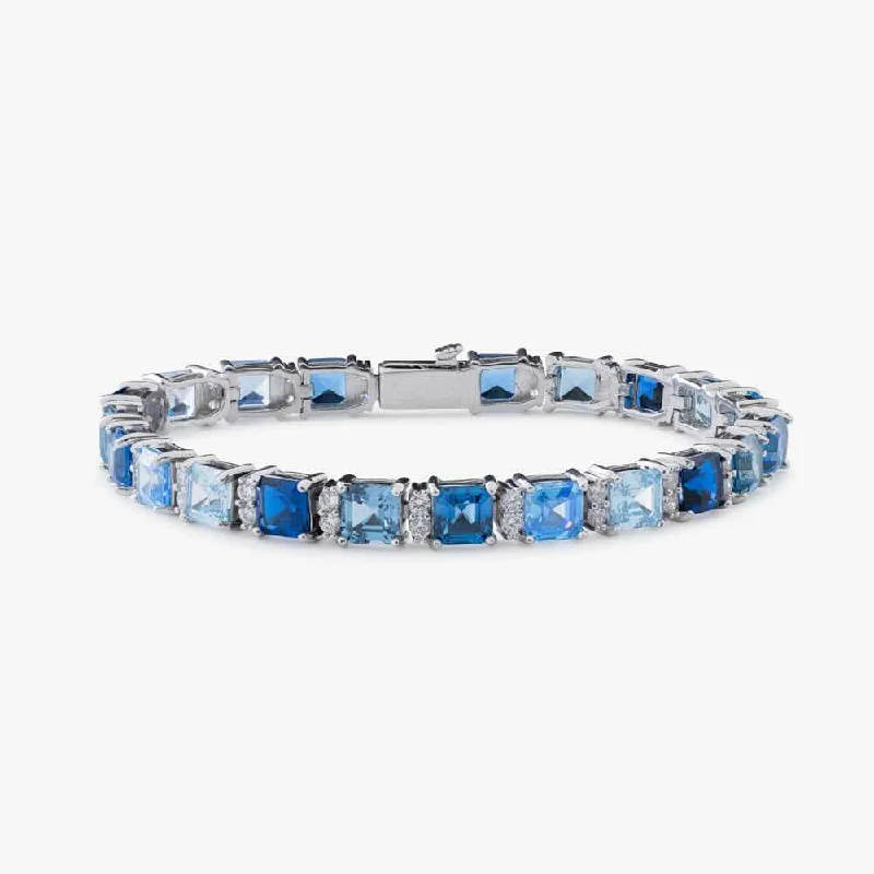 Exclusive Jewelry Sale – Sparkle For Less 5MM Asscher Cut Blue Moissanite Tennis Bracelet