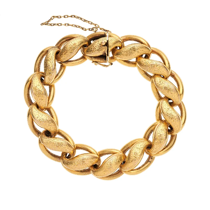 Timeless Jewelry, Timeless Savings – Don't Wait Antique Victorian 15k Floral Engraved Link Bracelet