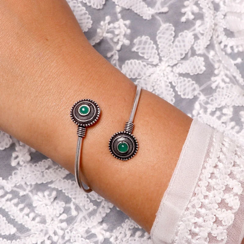 Unlock Unbeatable Jewelry Deals Before They’Re Gone Aparna Green Circular Silver Oxidized Bracelet