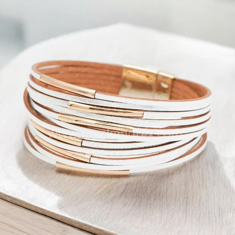 Elegant Jewelry At Unbeatable Offers – Shop Before It's Gone CROWN VINTAGE - Leather Accent Bracelet