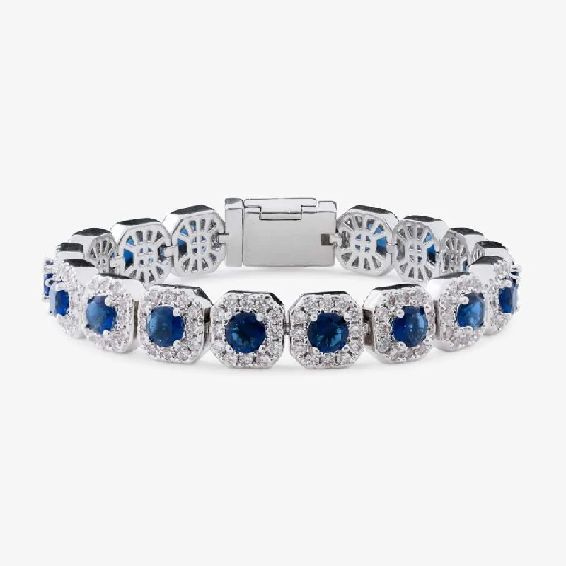 Shop Dazzling Jewelry At The Best Prices Blue Gemstone Halo Cluster Bracelet