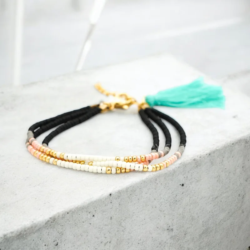Dainty Floral Jewelry For Feminine Elegance MOROCCO  - Seed Bead Accent Bracelet