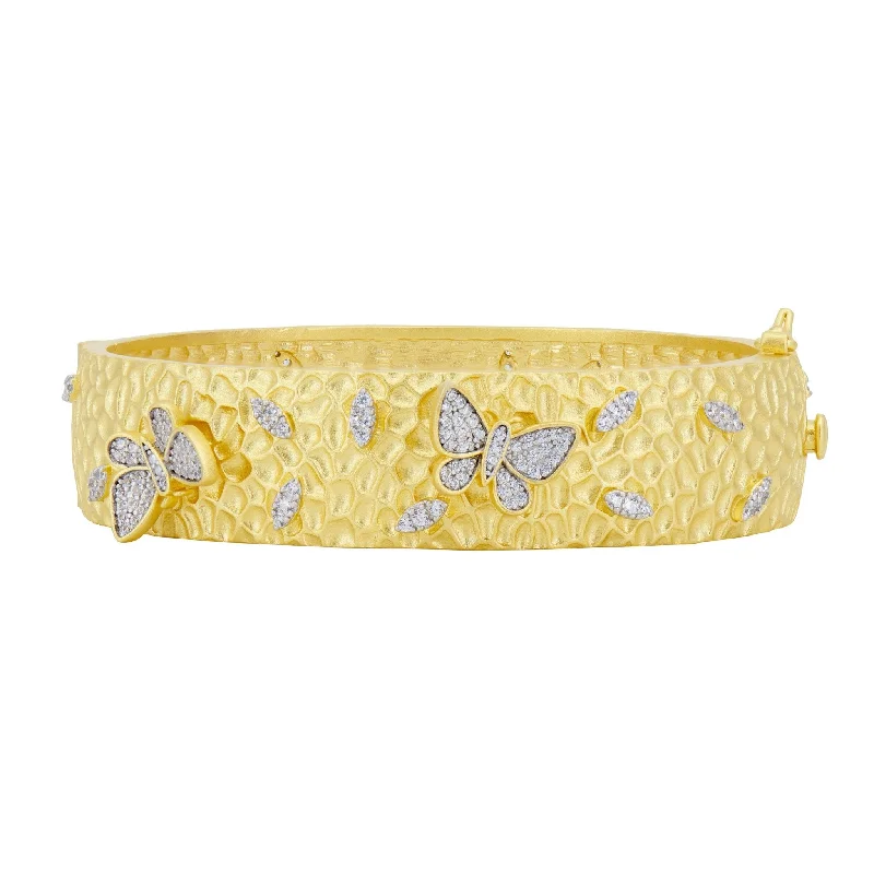 Flash Sale On Stunning Jewelry – Limited Stock Available Butterflies in Bloom Textured Hinge Statement Bracelet