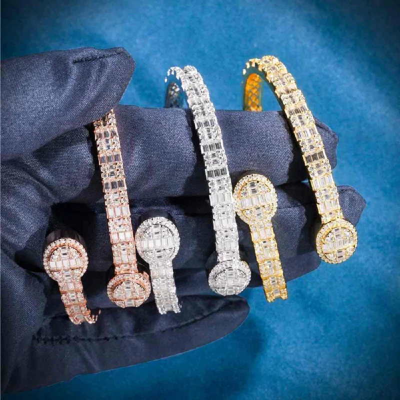 Affordable Luxury Jewelry For Every Occasion Circle Baguette Moissanite Bangle Bracelet 14K Gold