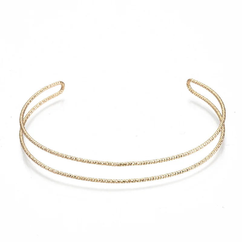 Personalized Engraved Jewelry For Meaningful Gifts DOUBLE GOLD - Double Band Textured Cuff - Accent Bracelet
