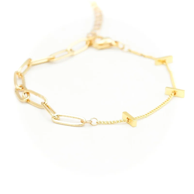 Limited-Time Jewelry Sale – Elegant Styles At Less HILTON - Gold Bar & Chain Bracelet