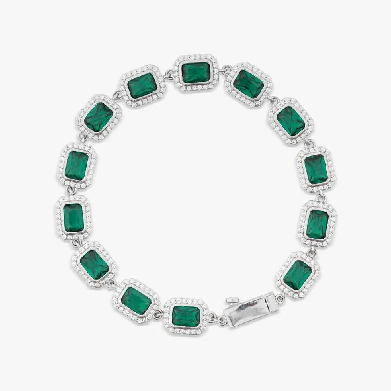 Personalized Jewelry Sale – Unique Pieces At Great Prices Green Baguette Halo Moissanite Bracelet