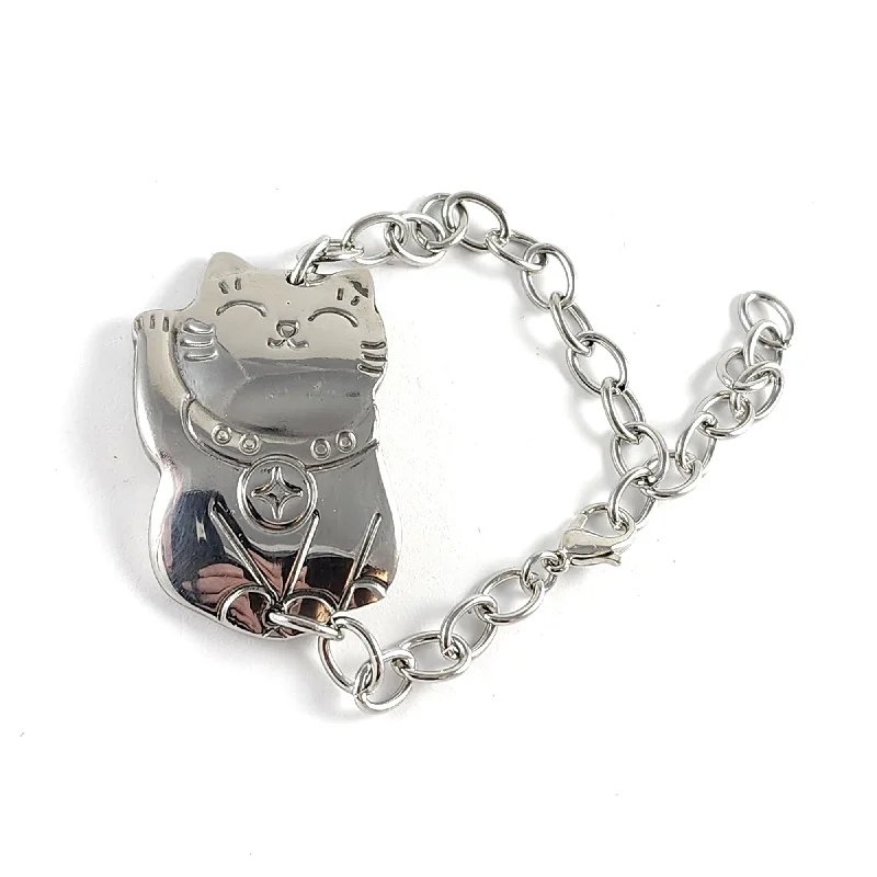 Limited-Time Jewelry Discounts – Shine Without The Splurge Maneki Neko Lucky Cat Stainless Steel Spoon Bracelet