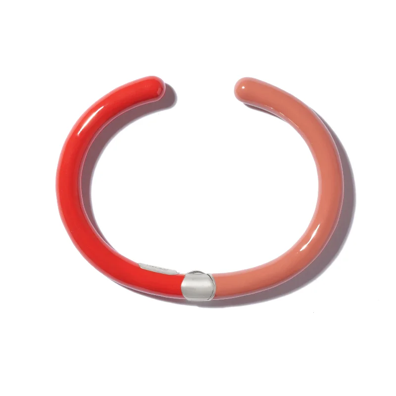 Discover Unique Jewelry With Special Limited-Time Offers Marla Aaron Silver and Enamel Hinged Cuffling in Cracker/Tomato
