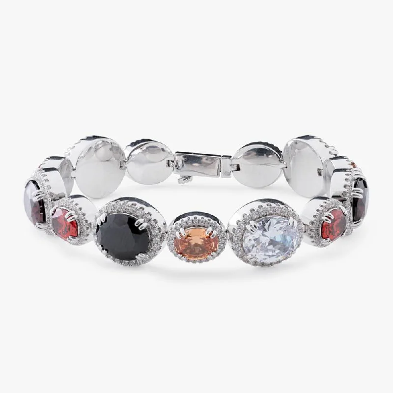 Seasonal Jewelry Deals – Elevate Your Style Multi Gemstone Oval Cut Halo Moissanite Bracelet