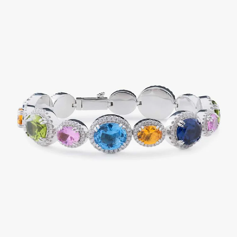Luxury Jewelry At Unbeatable Discounts Multi Gemstone Oval Cut Moissanite Bracelet