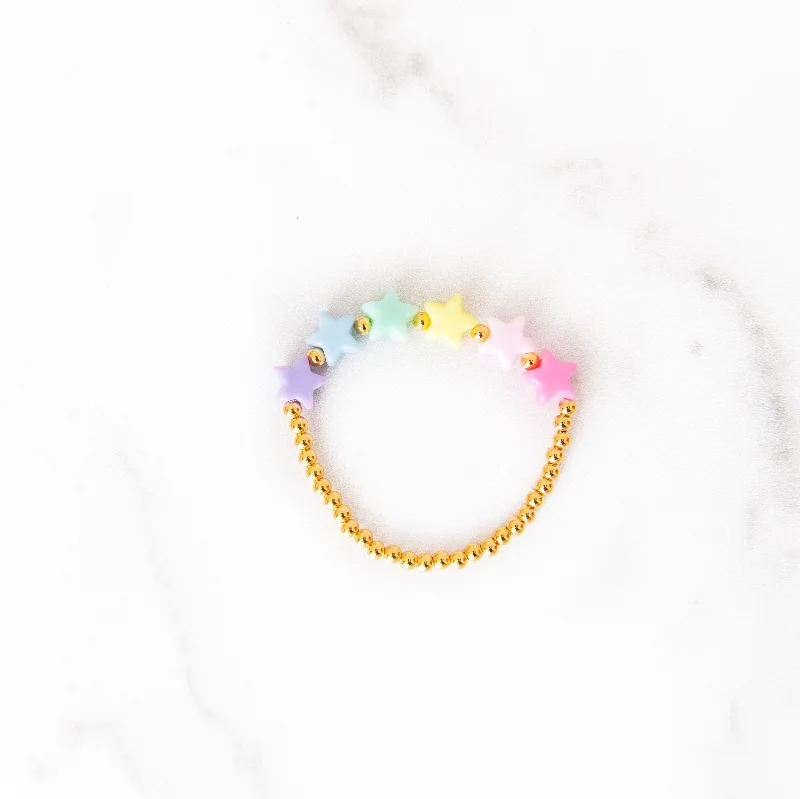 Gorgeous Jewelry, Limited-Time Savings Pastel Rainbow Star Gold Beaded Bracelet