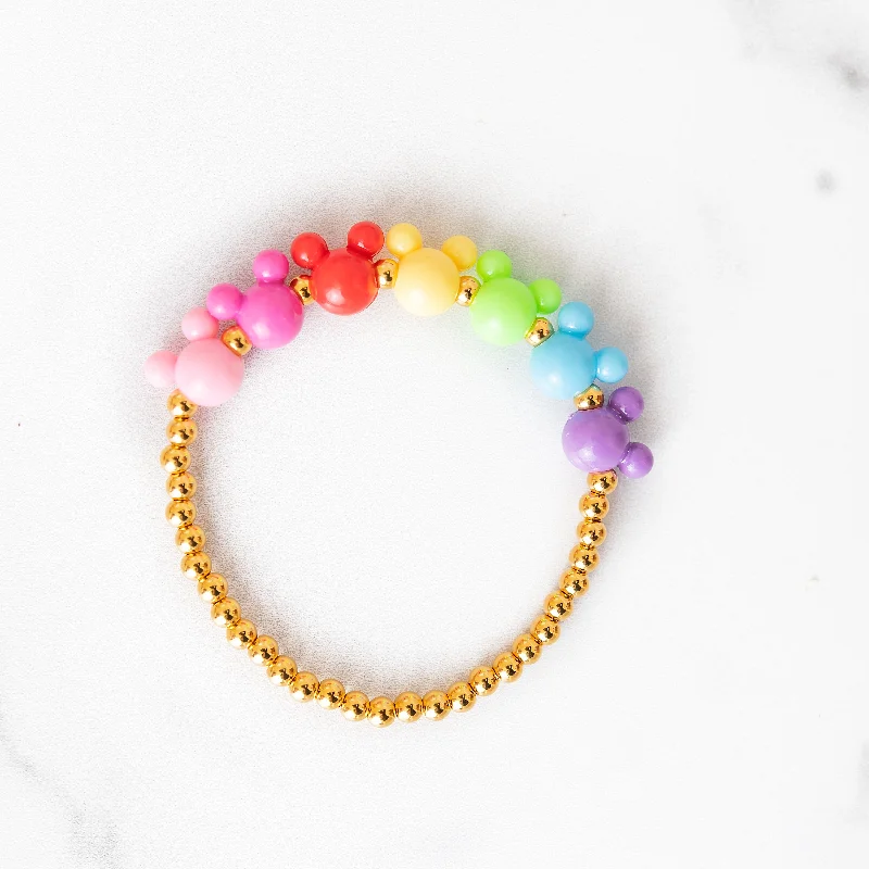 Huge Markdowns On Premium Jewelry Styles Rainbow Mouse Gold Beaded Bracelet
