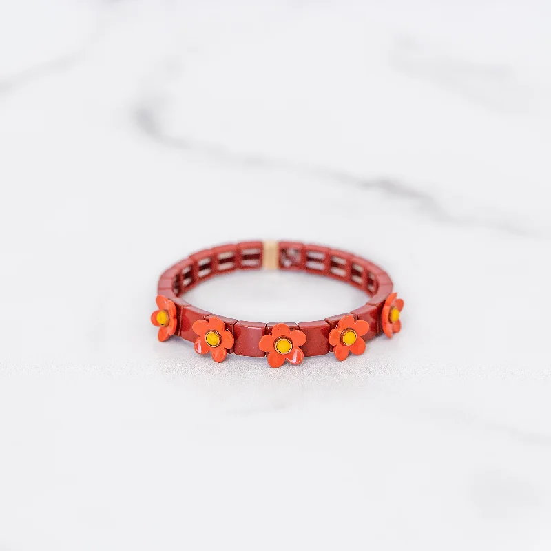 Don't Miss These Dazzling Jewelry Discounts Red and Orange Daisy Tile Bracelet