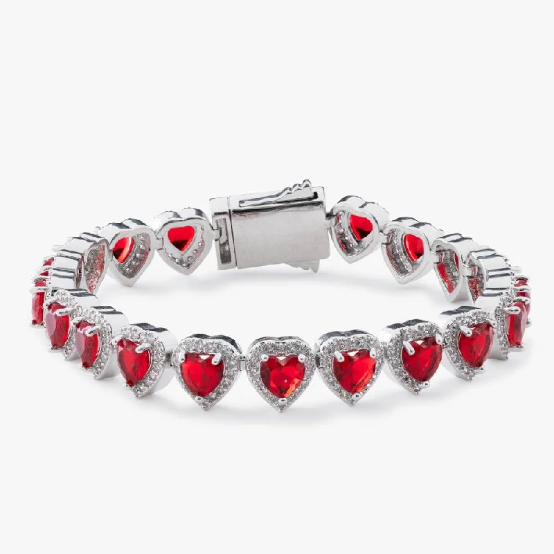 Flash Sale On Stunning Jewelry – Don't Miss Out Red Heart Moissanite Halo Bracelet