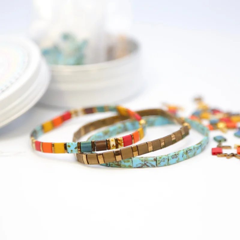 Exclusive Jewelry Bundles At Discounted Rates STAINED GLASS - Tila Bracelet Making Kit -  3 Bracelets