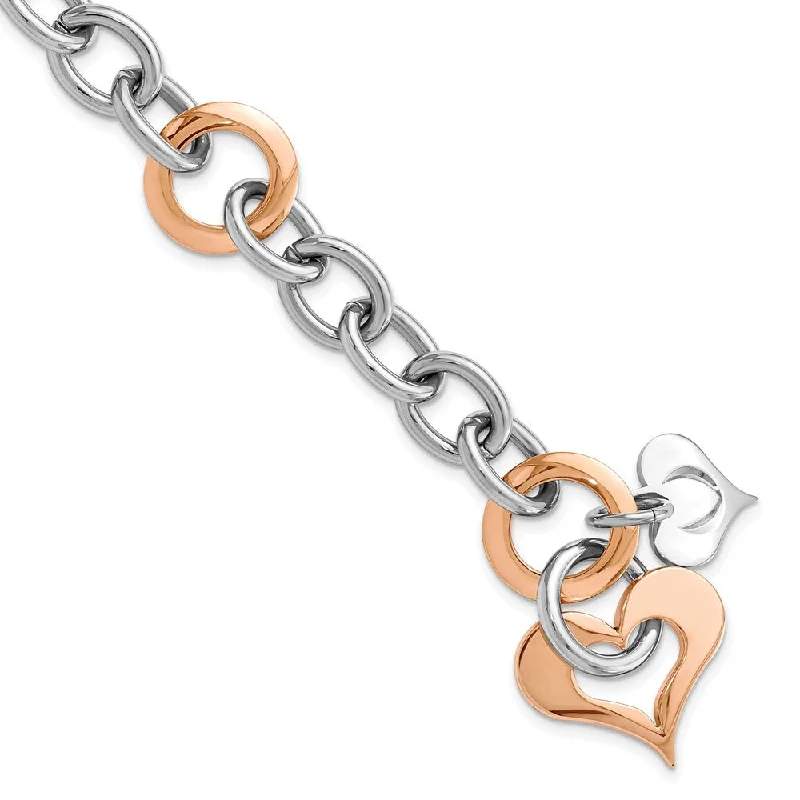 Get The Sparkle You Love At Prices You Adore Stainless Steel Open Link and Rose Gold Tone Accent Toggle Bracelet
