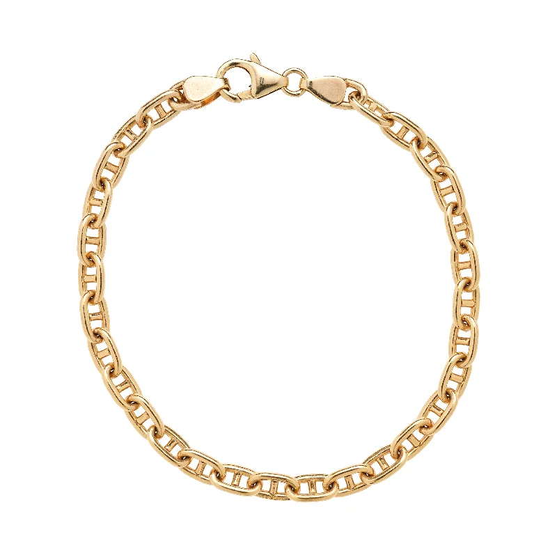 Affordable Gold-Plated Jewelry For Modern Fashion Stephanie Windsor 14k Large Solid Mariner Link Bracelet