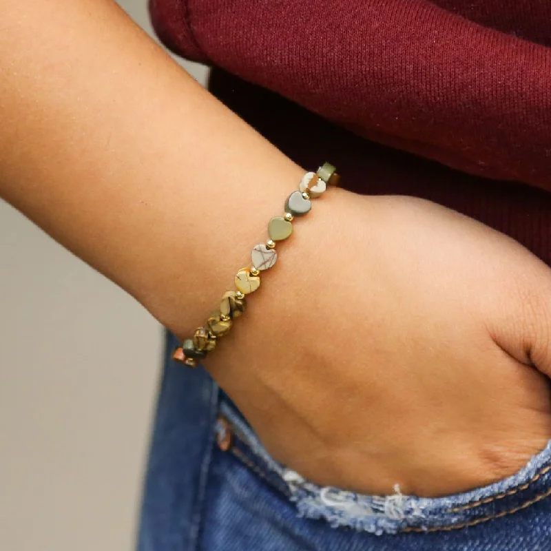 Must-Have Jewelry Pieces At Reduced Prices Stoned Heart Camouflage - Stone Heart Accent Bracelet