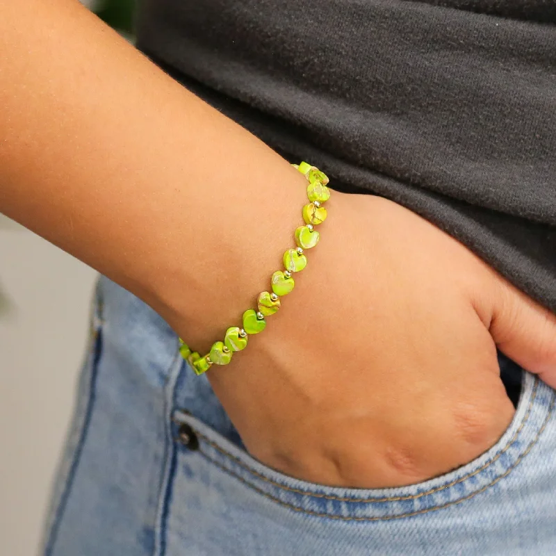 Luxury Jewelry Clearance – Shop Premium Styles Now Stoned Heart Lime - Stone Heart Accent Bracelet