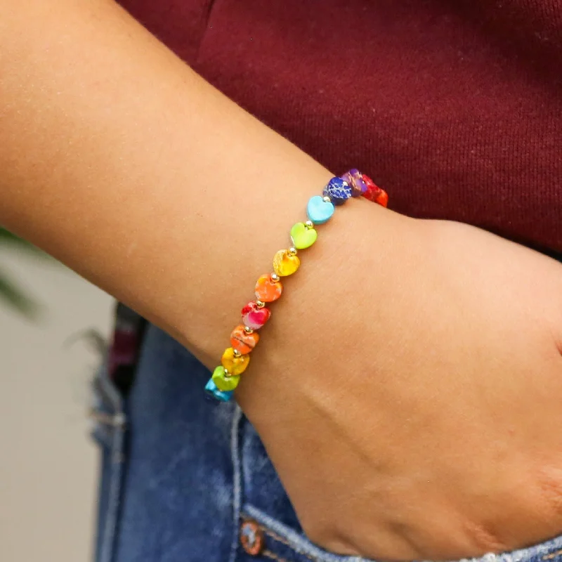 Sparkle On A Budget – Fine Jewelry For Less Stoned Heart Multi Colored - Stone Heart Accent Bracelet