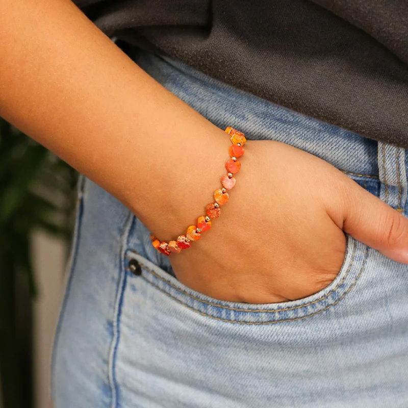 Timeless Elegance, Temporary Discounts – Act Fast Stoned Heart Orange - Stone Heart Accent Bracelet