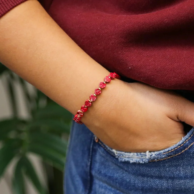 Classic And Modern Jewelry Styles On Sale Stoned Heart Red - Stone Heart Accent Bracelet