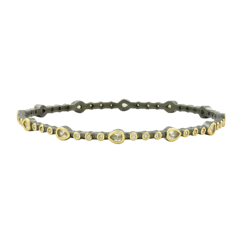 Buy More, Save More On Stunning Jewelry Pieces Teardrop Station Hinge Bangle Gold and black
