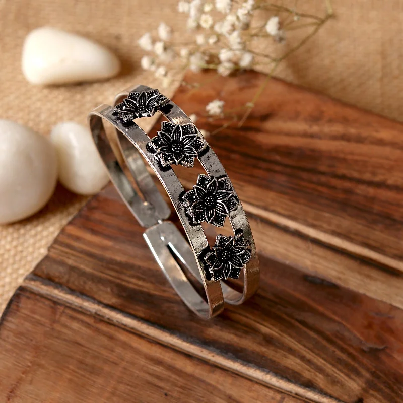 Must-Have Jewelry At Irresistible Discounts Teejh Mandira Silver Oxidised Bracelet Cuff