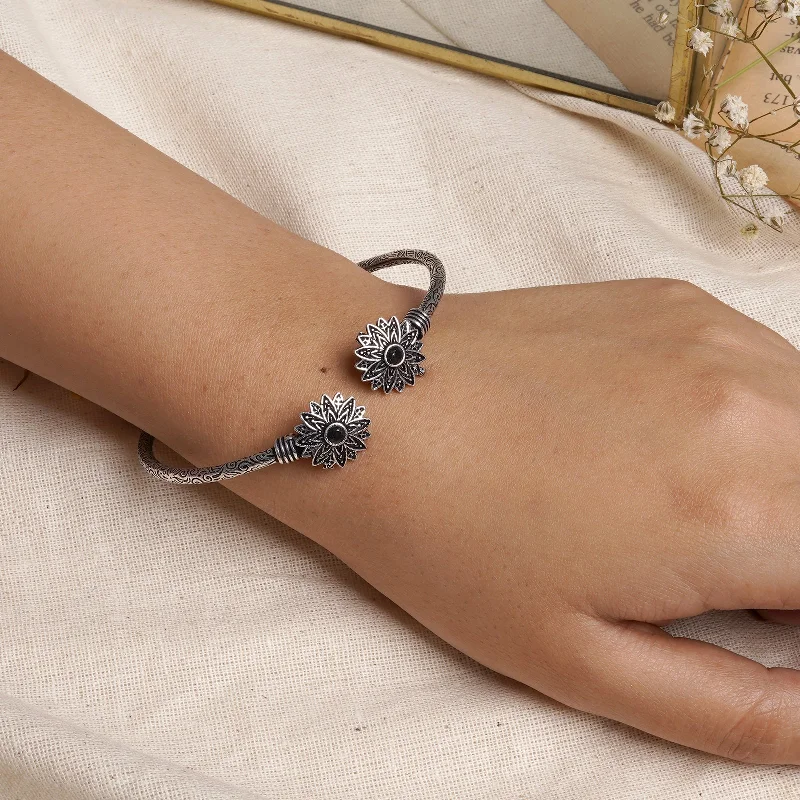 Limited-Time Jewelry Discounts – Shine Without The Splurge Teejh Manju Silver Oxidised Floral Bracelet